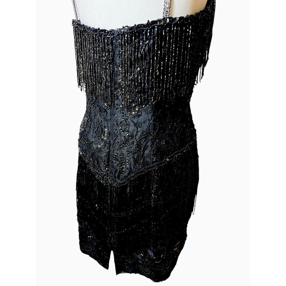Vintage- LILLIE RUBIN After Five Size 10 Beaded Black Evening Party Dance Dress‎ - Picture 3 of 16